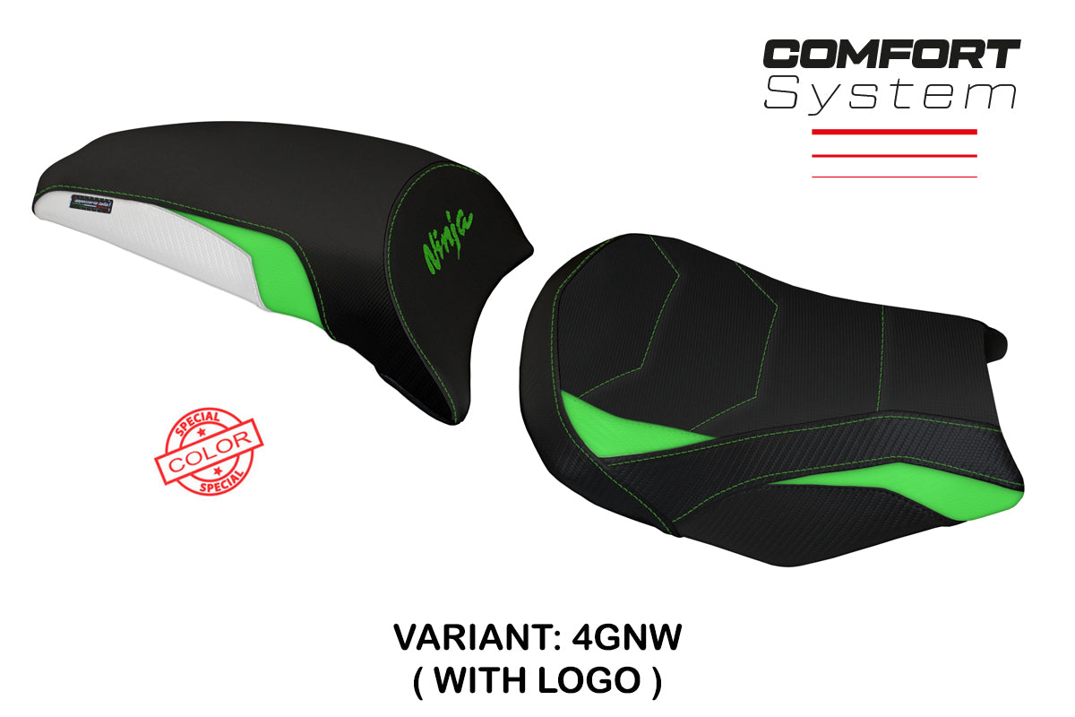Tappezzeria Italia Kawasaki Ninja 650 Z650 2017-2025 Seat Cover Comfort in Green and White