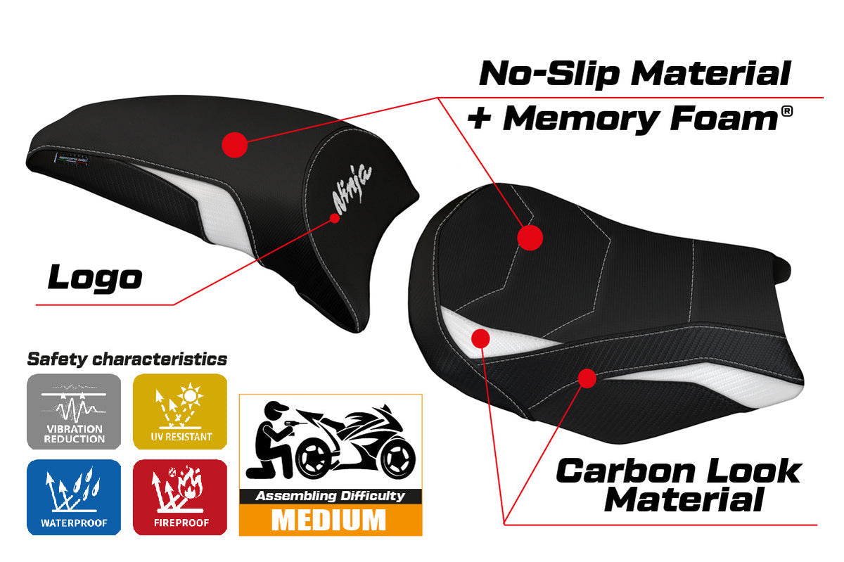 Tappezzeria Italia Kawasaki Ninja 650 Z650 2017-2025 Seat Cover Comfort in White and Black