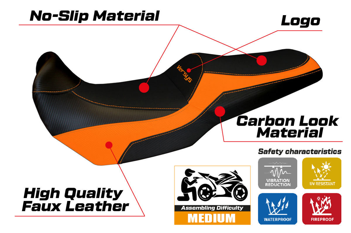 Tappezzeria Italia Kawasaki Versys 1000 2011-2018 Seat Cover in Orange and Black