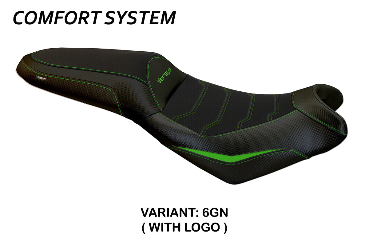 Tappezzeria Italia Kawasaki Versys 650 2007-2025 Seat Cover Comfort in Green and Black