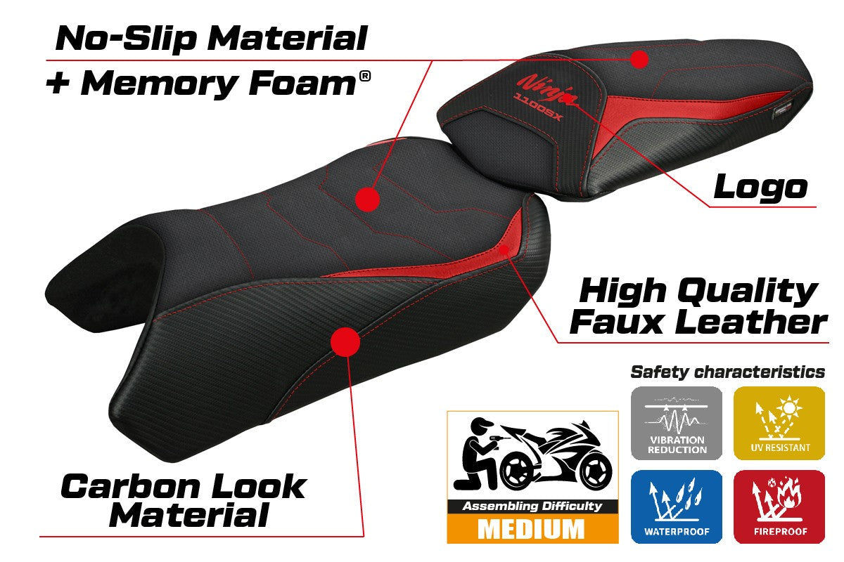 Tappezzeria Italia Kawasaki Ninja 1100 SX 2025 Seat Cover Comfort Red Black