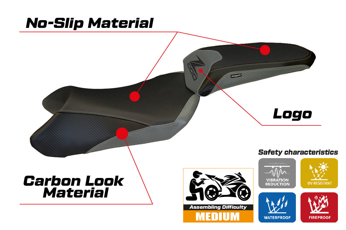 Tappezzeria Italia Kawasaki Ninja 1000 Z1000 SX 2011-2016 Seat Cover in Grey and Black