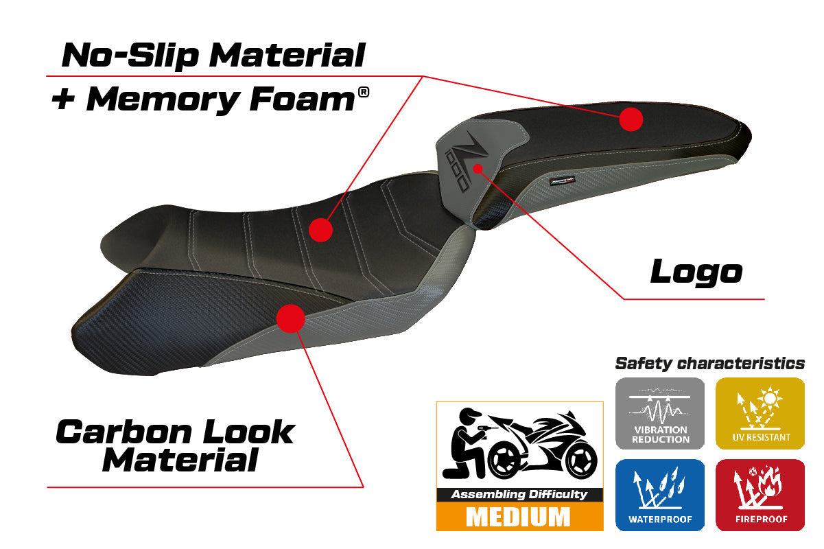 Tappezzeria Italia Kawasaki Ninja 1000 Z1000 SX 2011-2016 Seat Cover Comfort in Grey