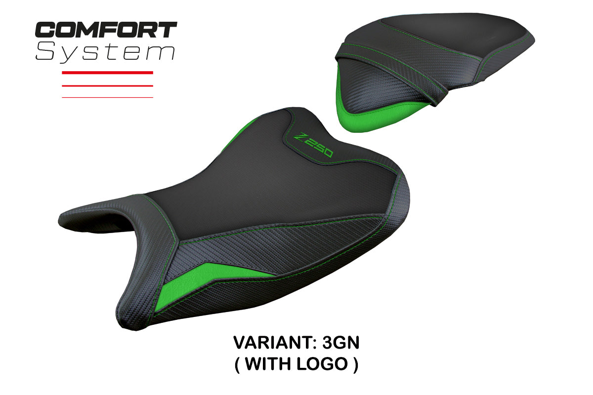 Tappezzeria Italia Kawasaki Z250 2019 2020 Seat Cover Comfort in Green and Black