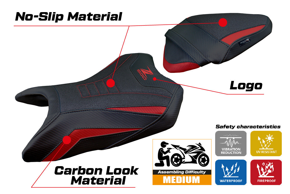 Tappezzeria Italia Kawasaki Z500 2024-2025 Seat Cover Ultragrip in Dark Red and Black