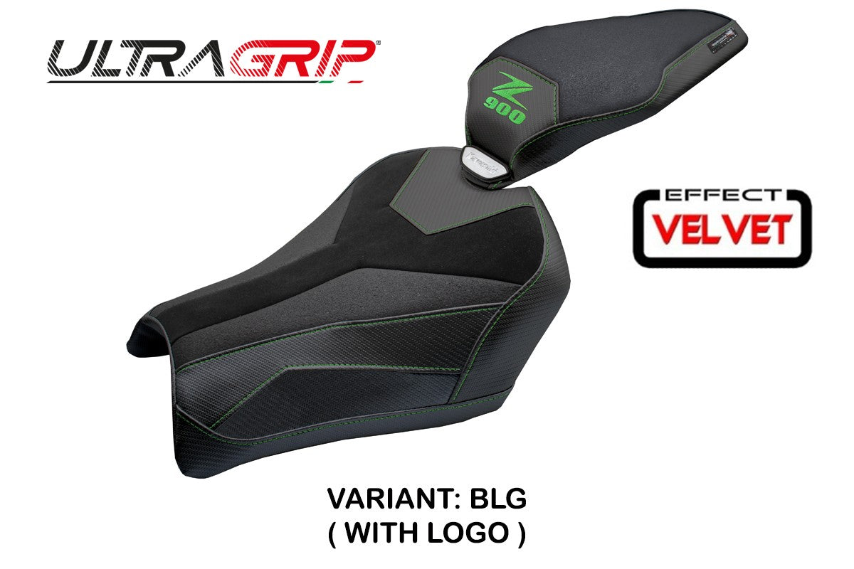 Tappezzeria Italia Kawasaki Z900 2025 Seat Cover Velvet Ultragrip Black Green