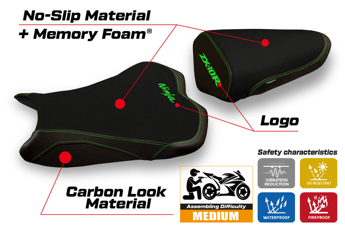 Kawasaki Ninja ZX10R 2008-2010 Seat Cover Tappezzeria Italia Comfort in Black