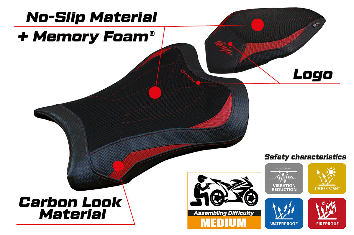 Tappezzeria Italia Kawasaki Ninja ZX10R 2021-2025 Seat Cover Comfort in Red and Black