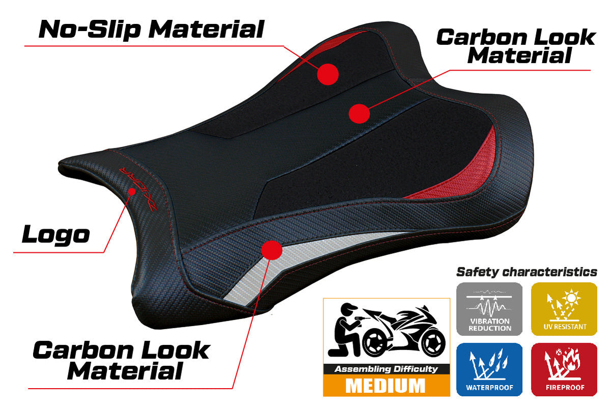 Tappezzeria Italia Kawasaki Ninja ZX10RR 2021-2025 Seat Cover Ultragrip in Red and White
