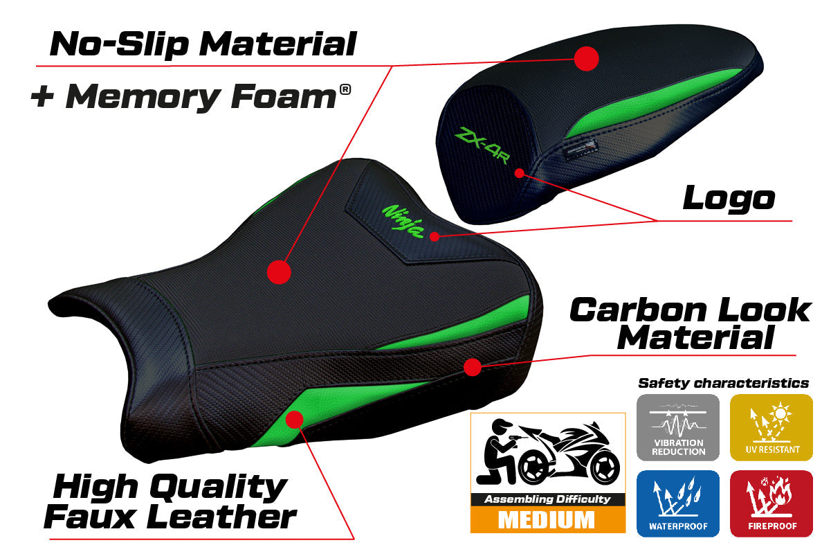 Tappezzeria Italia Kawasaki ZX4R 2023-2025 Seat Cover Comfort in Green and Black