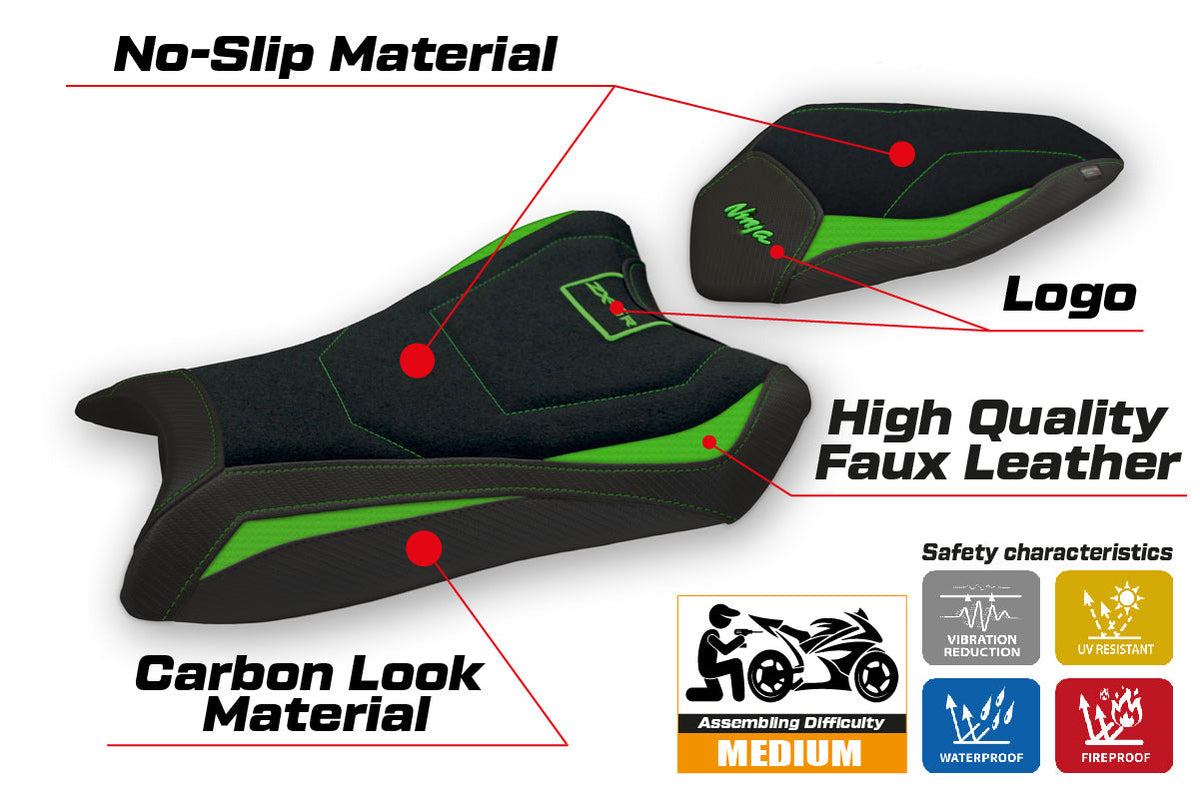 Tappezzeria Italia Kawasaki Ninja ZX6R 2019-2025 Seat Cover Ultragrip in Green