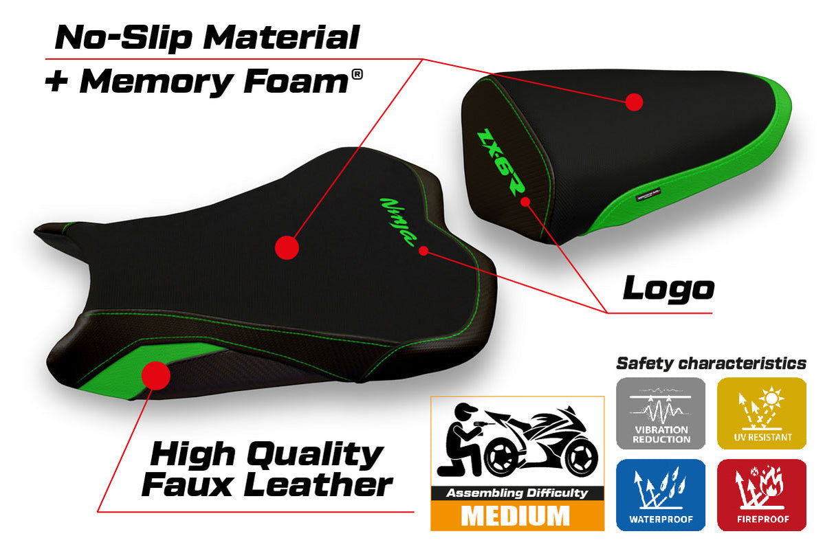 Tappezzeria Italia Kawasaki Ninja ZX6R 2009-2012 Seat Cover Comfort in Green