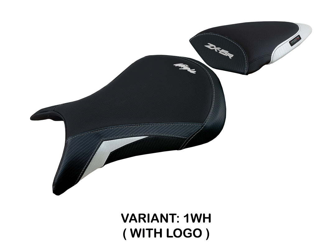 Tappezzeria Italia i Kawasaki Ninja ZX6R 2005 2006 Seat Cover Italia in White and Black