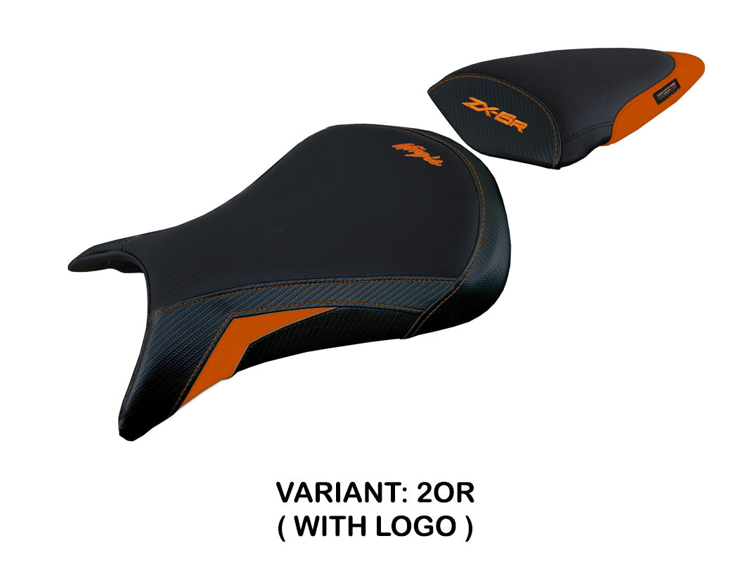 Tappezzeria Italia Kawasaki Ninja ZX6R 2005 2006 Seat Cover in Orange and Black