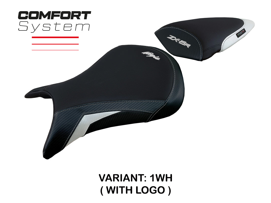 Tappezzeria Italia Kawasaki Ninja ZX6R 2005 2006 Seat Cover Comfort in White and Black