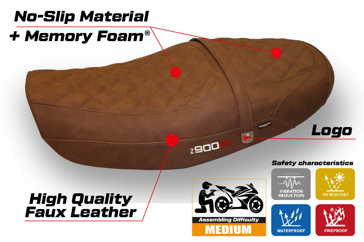 Tappezzeria Italia Kawasaki Z900RS 2018-2025 Seat Cover Comfort Leather Brown