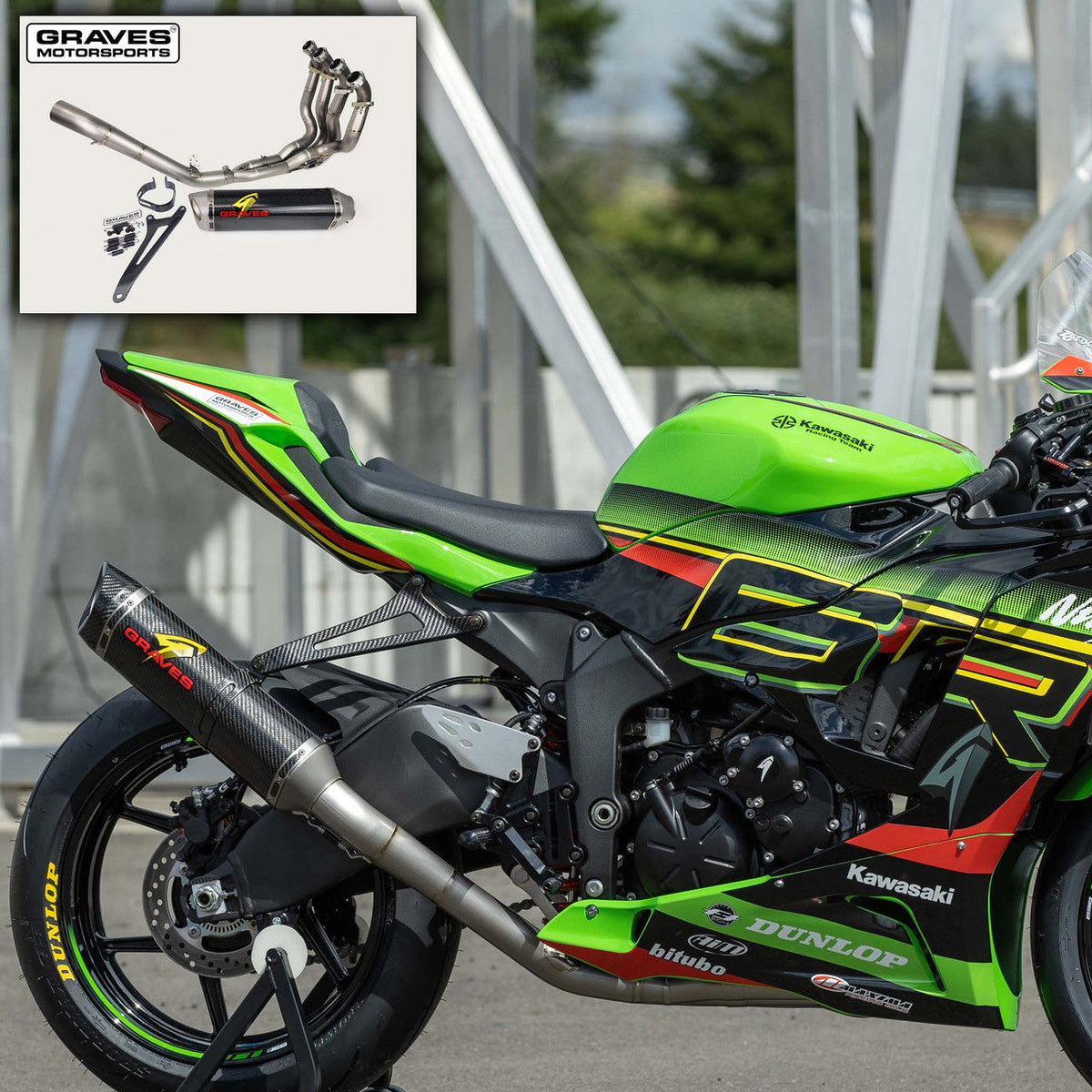 Graves Motorsports Works2 Carbon Full Exhaust System Zx6r 2019-2025 Exk-19zx6-Ftcw2