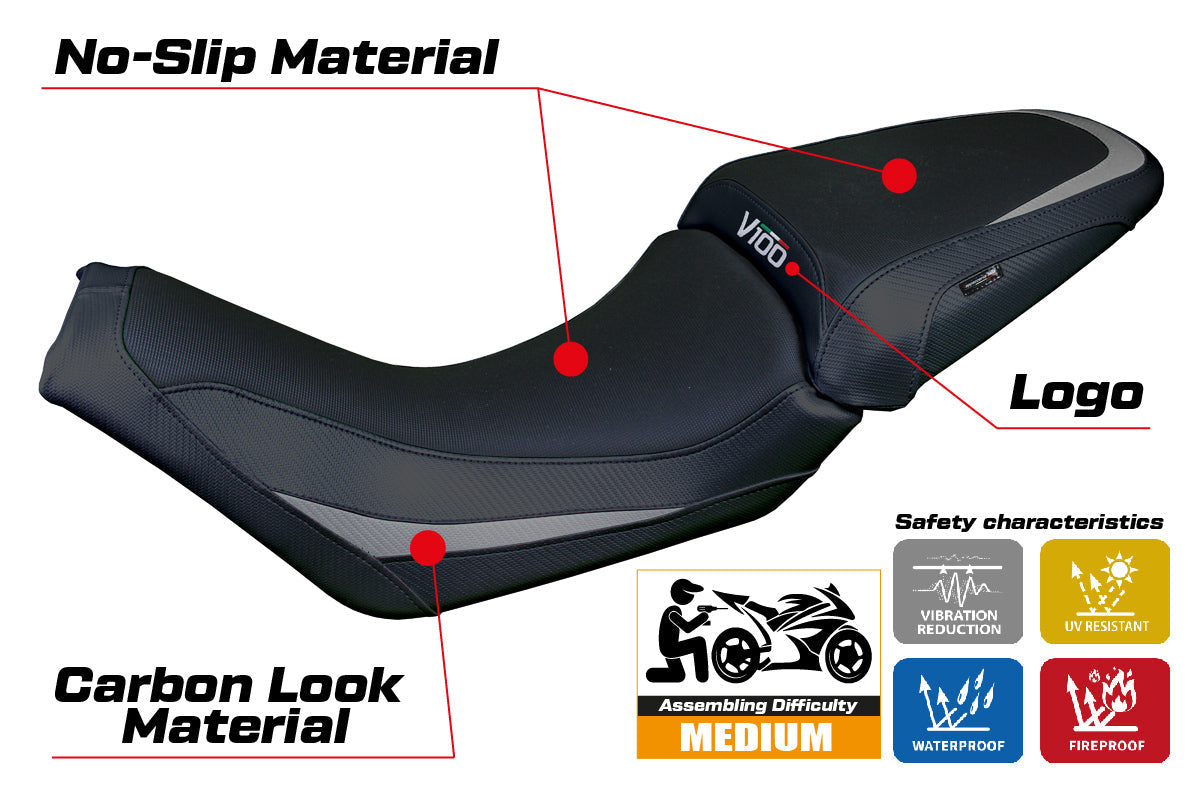 Tappezzeria Italia Moto Guzzi V100 Mandello 2022-2025 Seat Cover Grey Black