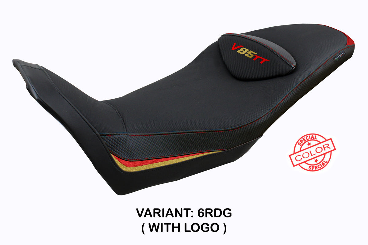 Tappezzeria Italia Moto Guzzi V85TT 2019-2025 Seat Cover in Red Gold and Black