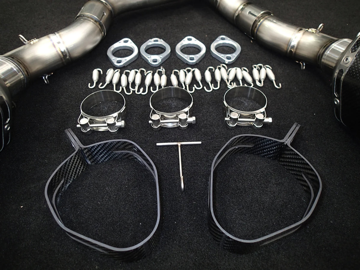 Vandemon Kawasaki Z1000 Vandemon Dual Titanium Exhaust System with Carbon Fibre Mufflers KAWAZ10TIEXHTWINCFA VA-166