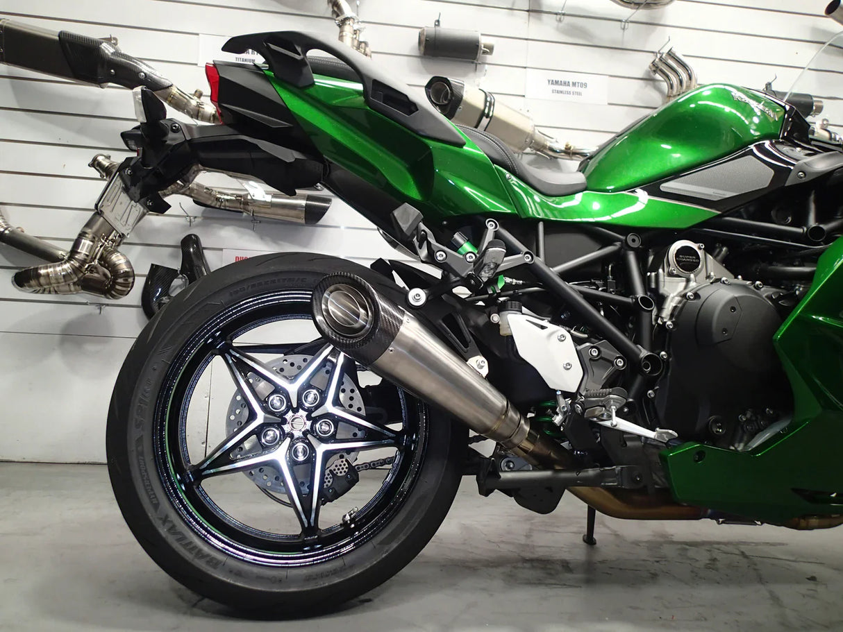 Vandemon Titanium Carbon Tip Slip-On H2 SE SX 2018-24 SKU: KAWAH2SESXH2RTIMUFC VA-145