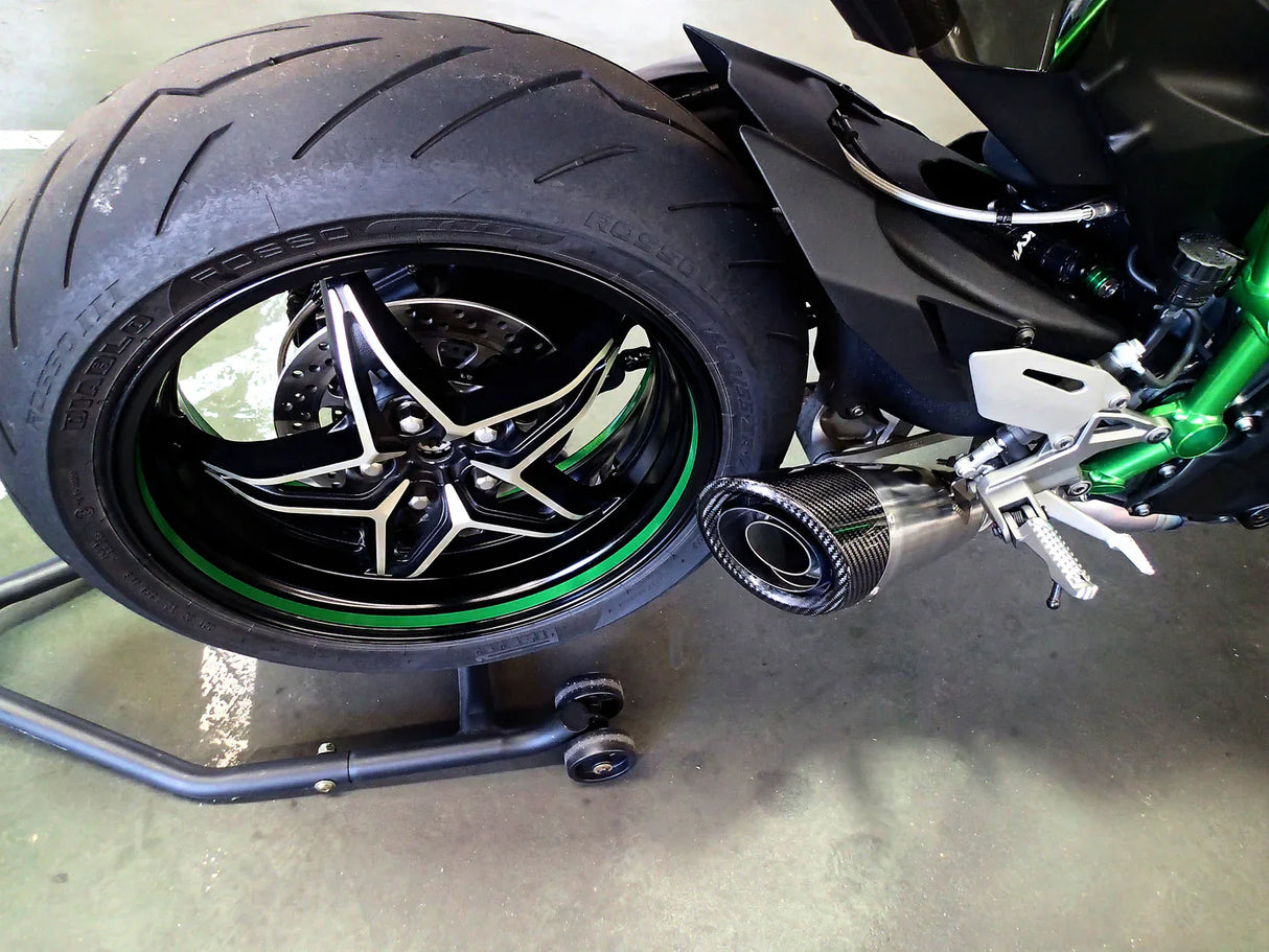 Vandemon Ninja H2 & H2R Brushed Titanium Exhaust & Carbon Tip Muffler KAWAH2TICSBREXHCF VA-5