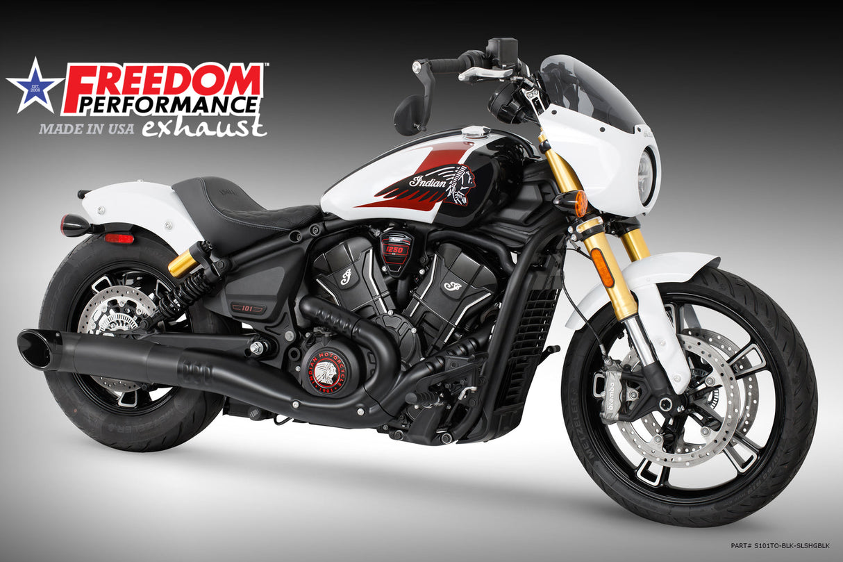 (SPECIAL ORDER) INDIAN 2025 SCOUT 101-CLASSIC-SUPER-SPORT-BOBBER 4.5" 2-STEP TURN-OUT SLIP-ON (2025 SCOUTS ONLY)