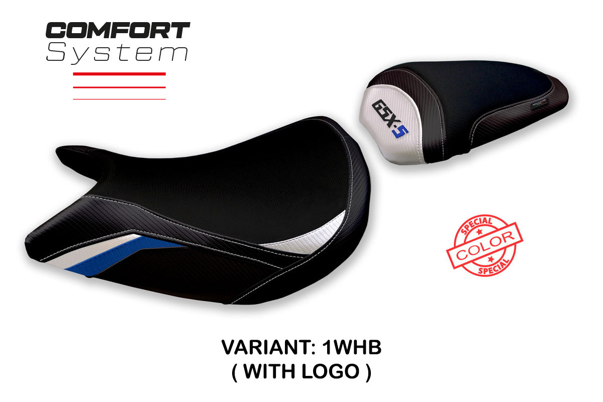 Tappezzeria Italia Suzuki GSXS 1000 2021-2025 Seat Cover Comfort in White and Blue