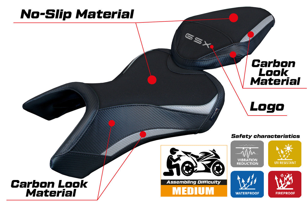 Tappezzeria Italia Suzuki GSX 8S-8R 2023-2025 Seat Cover in Silver and Black