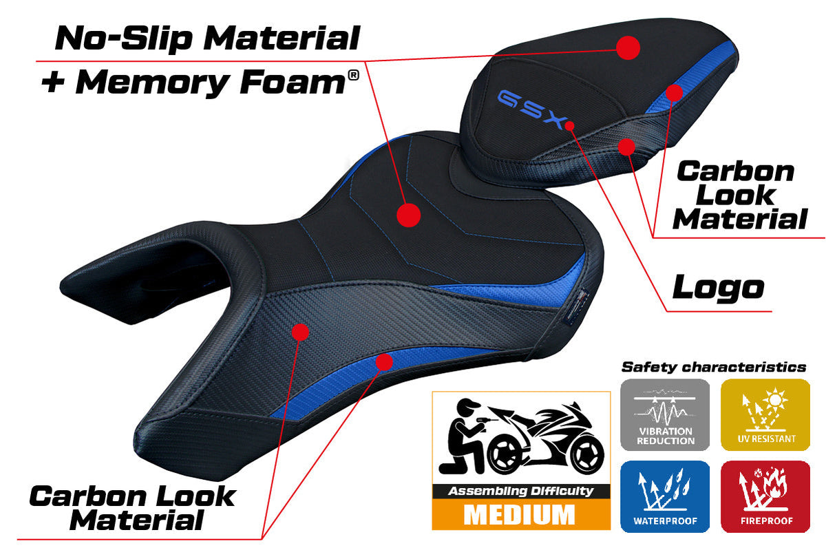 Tappezzeria Italia Suzuki GSX 8S-8R 2023-2025 Seat Cover Comfort in Blue and Black