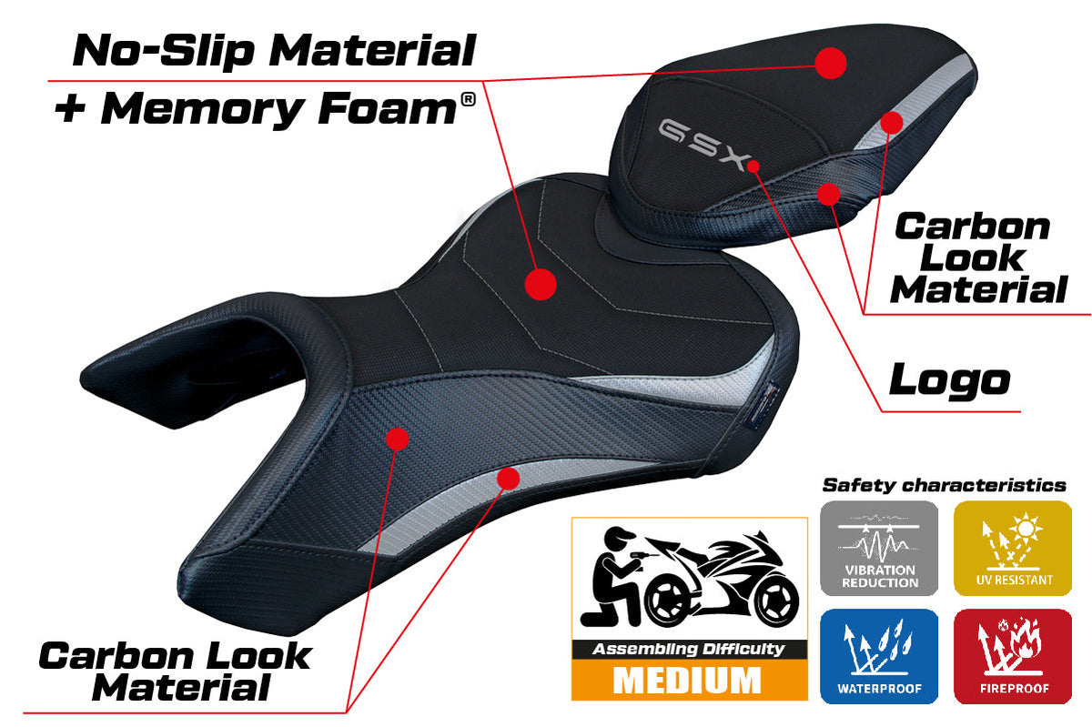Tappezzeria Italia Suzuki GSX 8S-8R 2023-2025 Seat Cover Comfort in Silver and Black