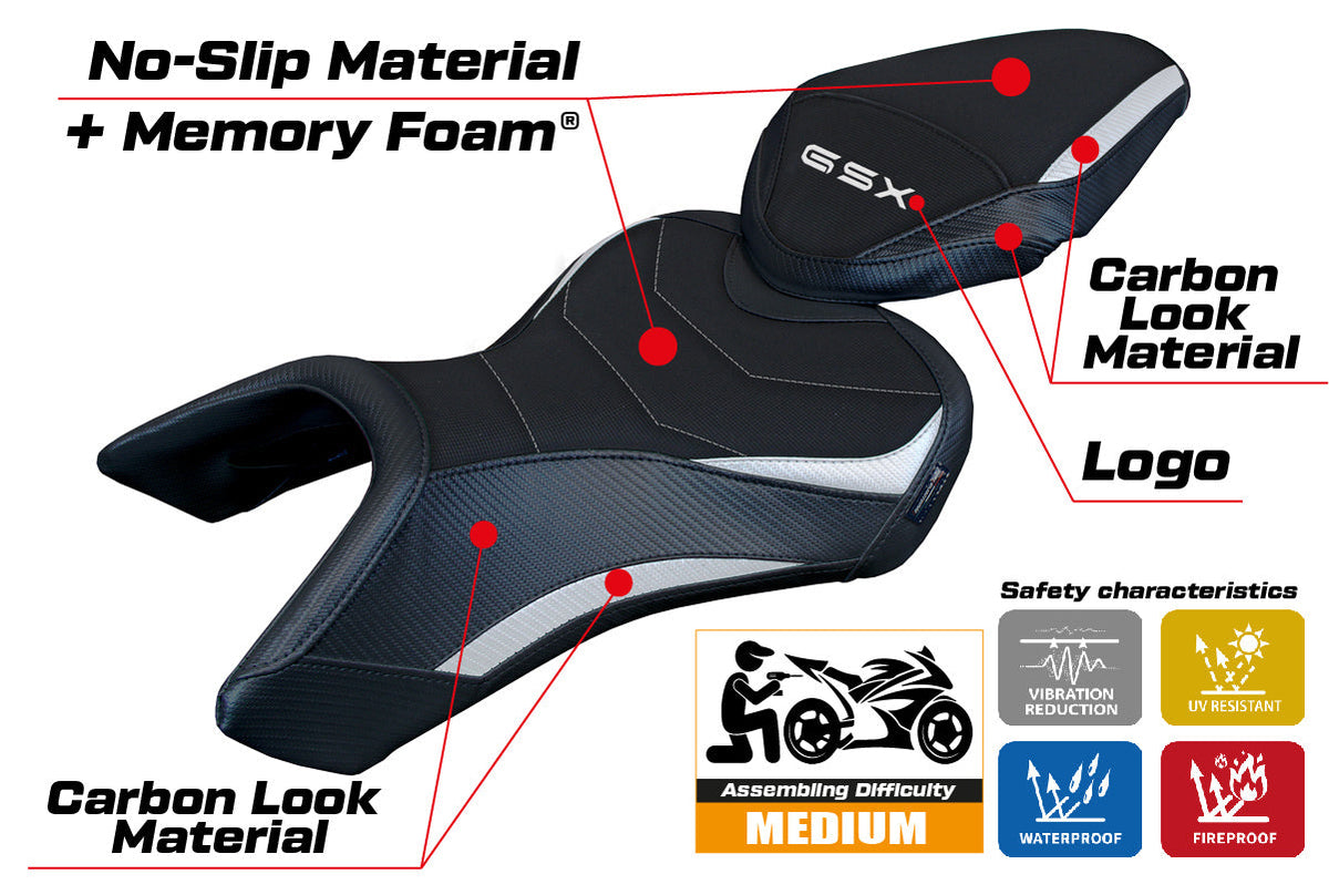 Tappezzeria Italia Suzuki GSX 8S-8R 2023-2025 Seat Cover Comfort in White and Black