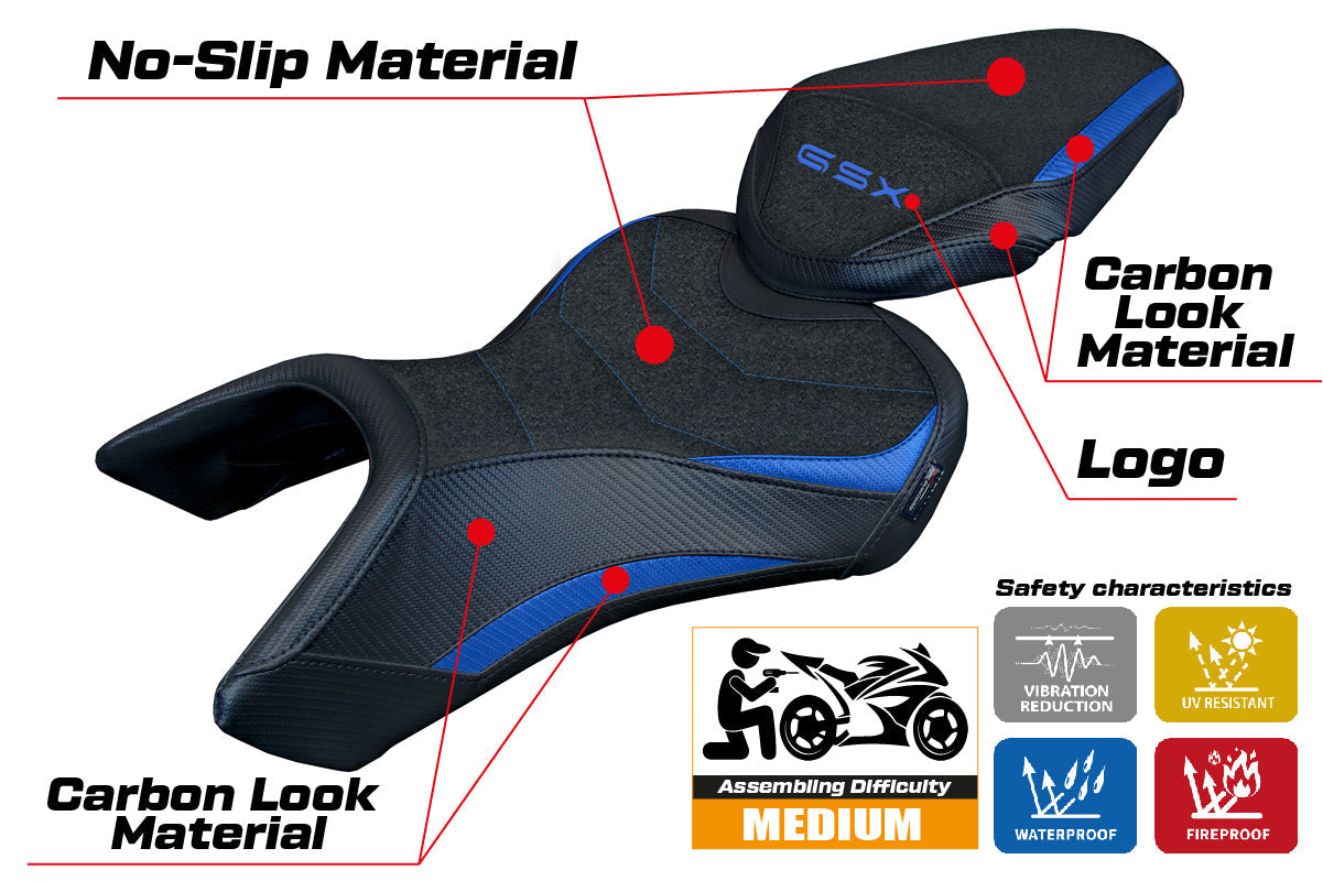 Tappezzeria Italia Suzuki GSX 8S-8R 2023-2025 Seat Cover Ultragrip in Blue and Black