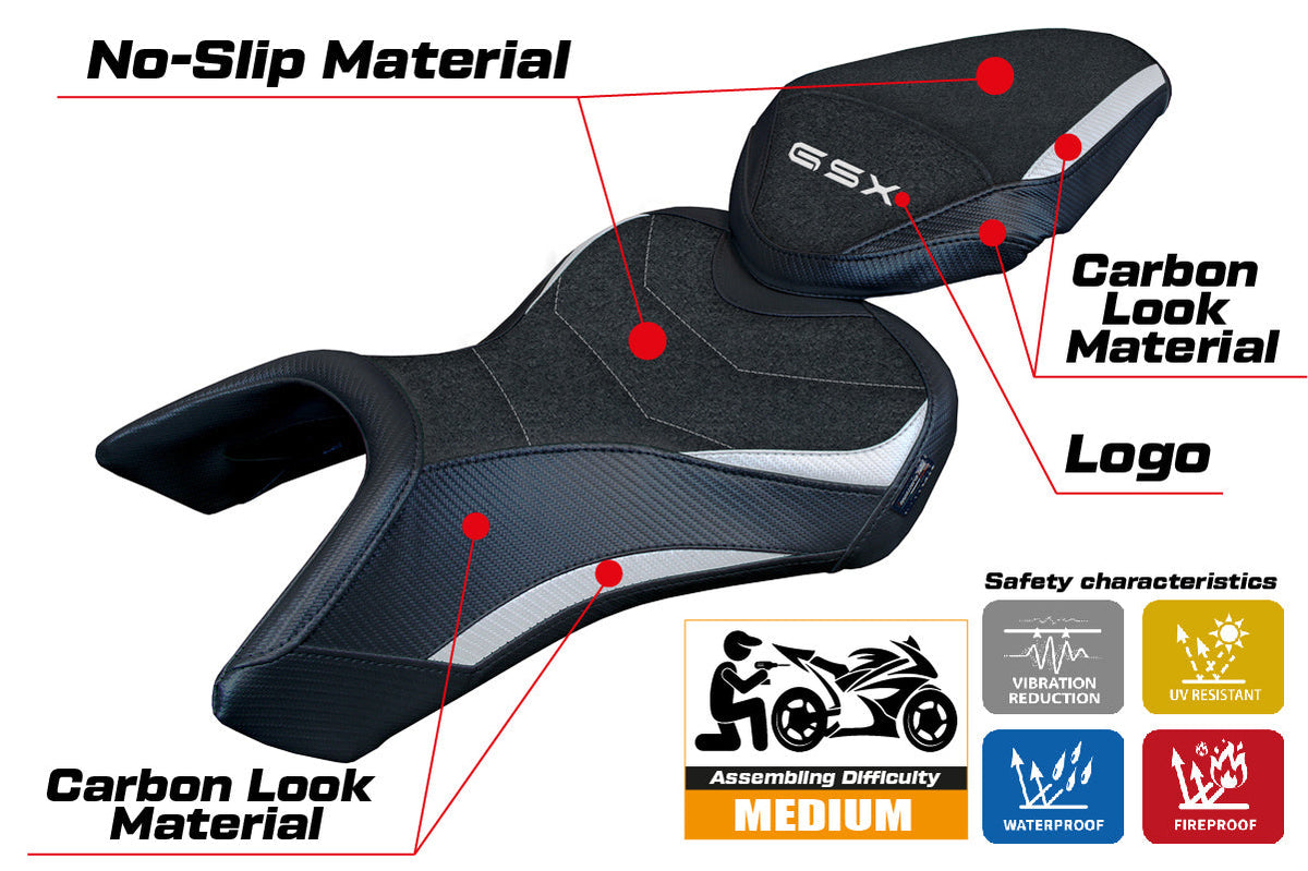Tappezzeria Italia Suzuki GSX 8S-8R 2023-2025 Seat Cover Ultragrip in White and Black
