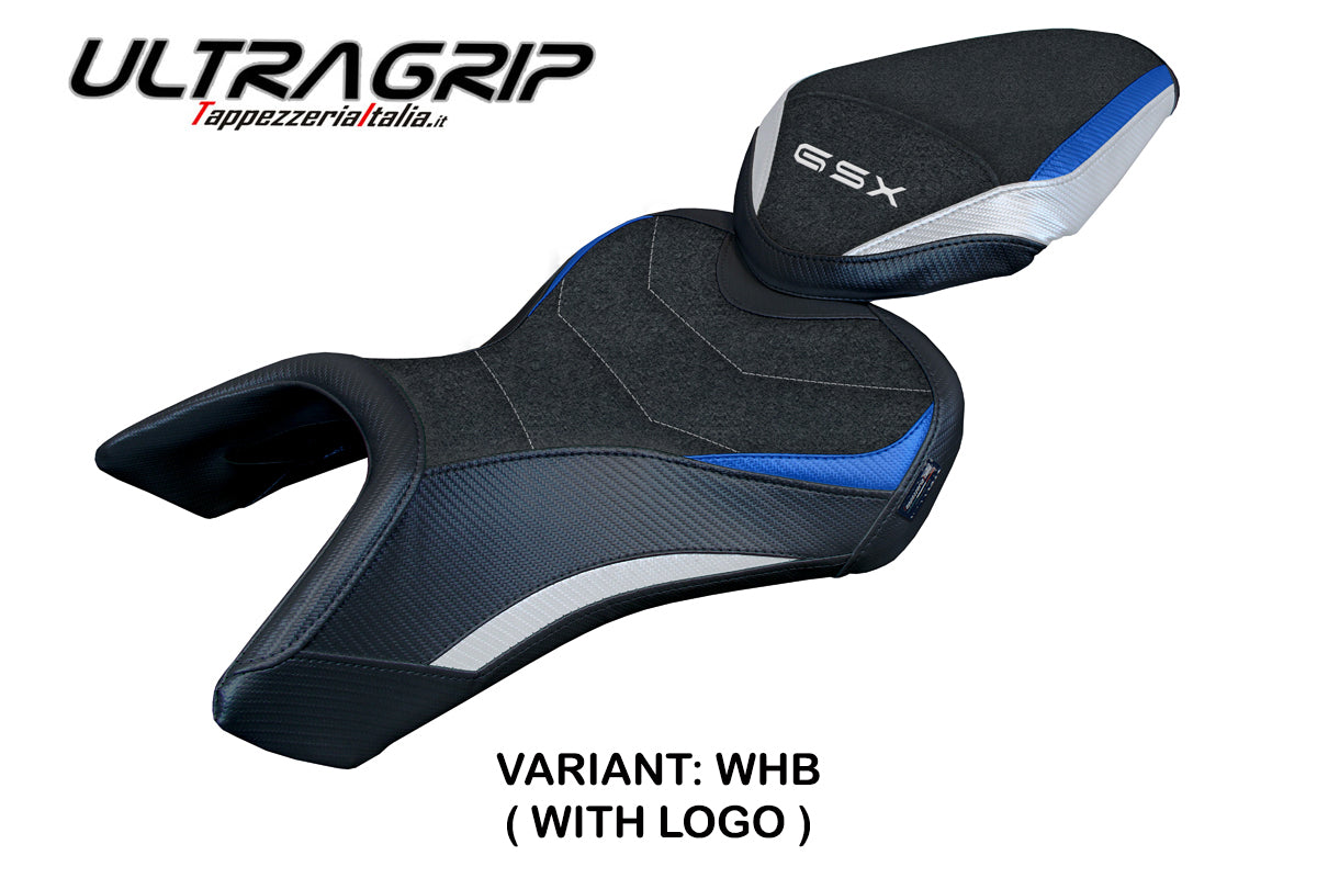 Tappezzeria Italia Suzuki GSX 8S-8R 2023-2025 Seat Cover Ultragrip in White Blue and Black