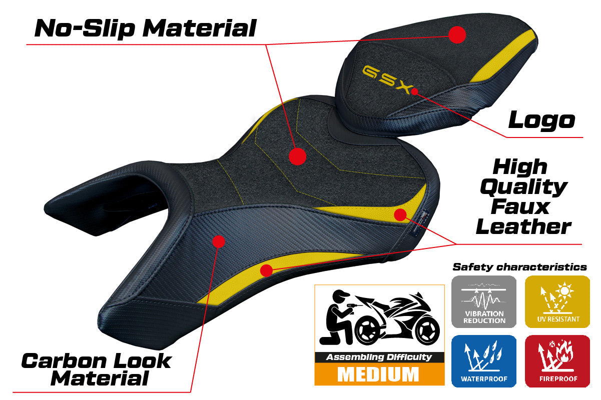 Tappezzeria Italia Suzuki GSX 8S-8R 2023-2025 Seat Cover Ultragrip in Yellow and Black