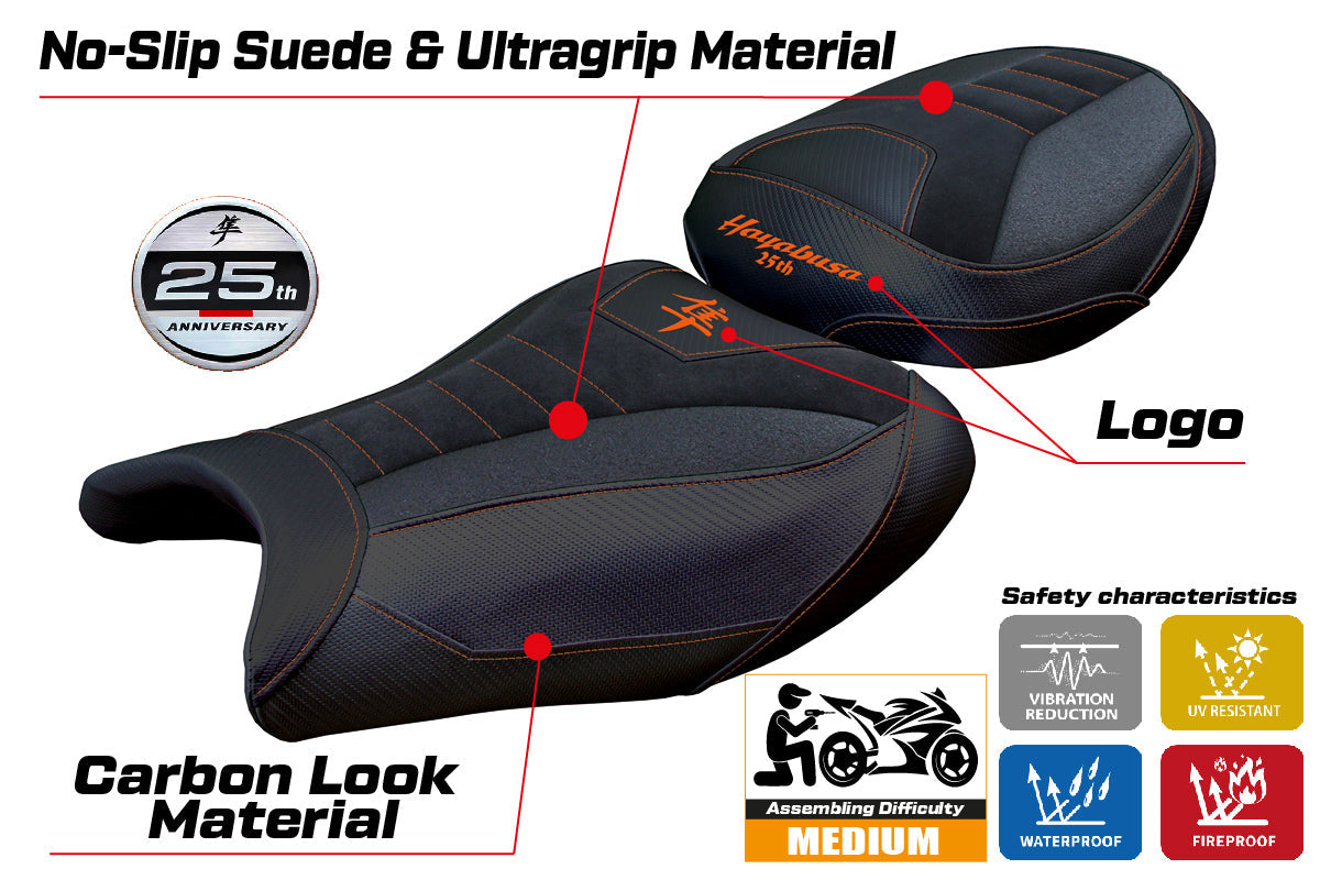 Tappezzeria Italia Suzuki GSX 1300 R Hayabusa 2021-2025 Seat Cover Ultragrip Orange