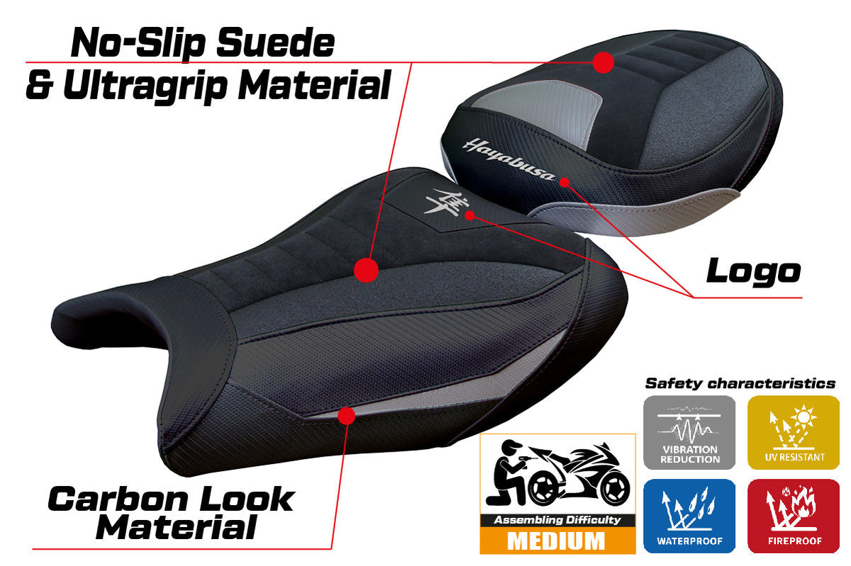 Tappezzeria Italia Suzuki GSX R 1300 Hayabusa 2008-2020 Seat Cover Ultragrip in Suede Grey