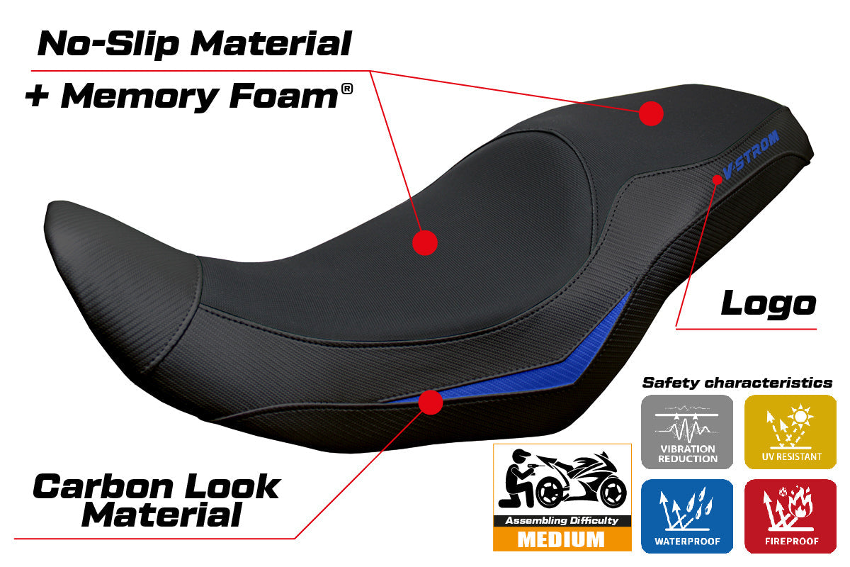 Tappezzeria Italia Suzuki V-Strom 800 DE SE 2023-2025 Seat Cover Comfort Black Blue