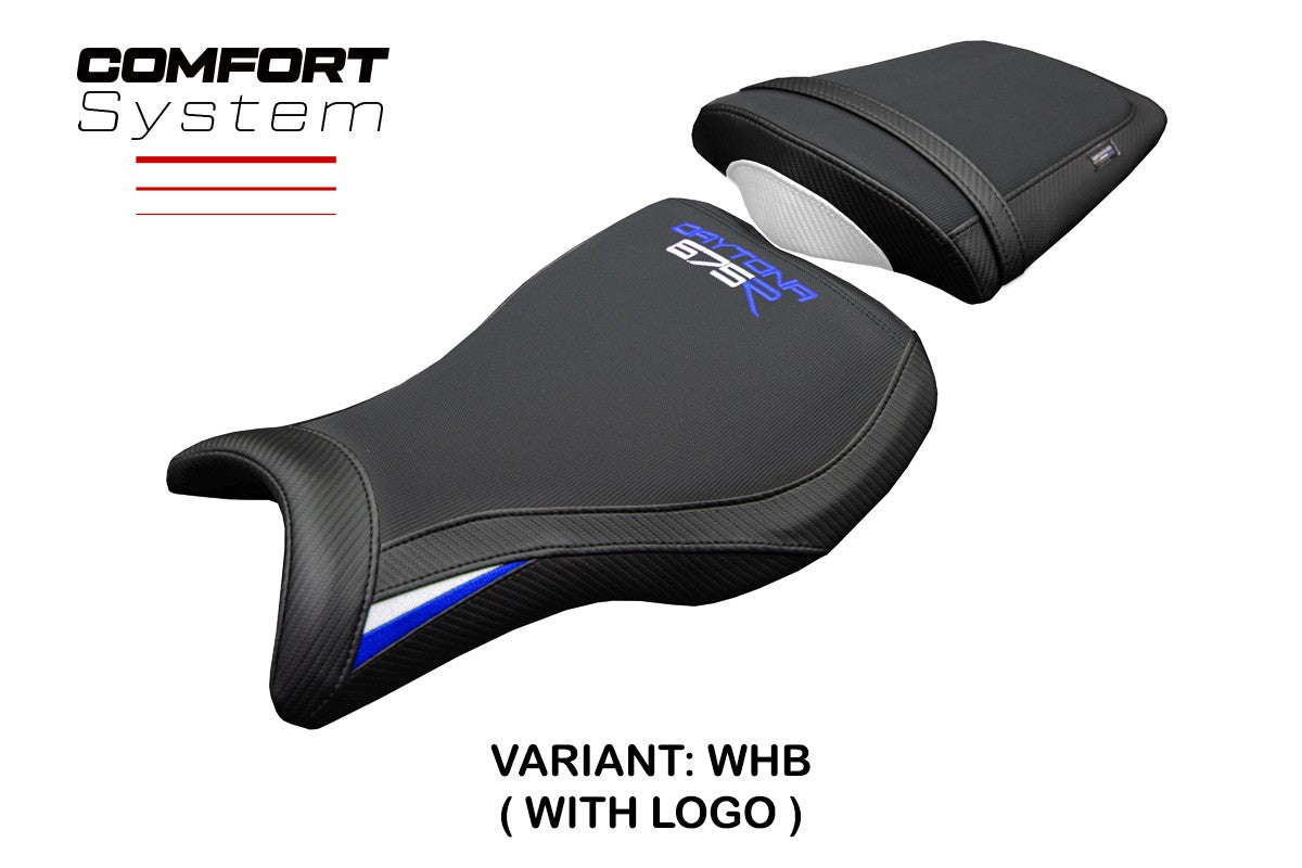 Tappezzeria Italia Triumph Daytona 675R 2006-2012 Seat Cover Comfort White Blue Black