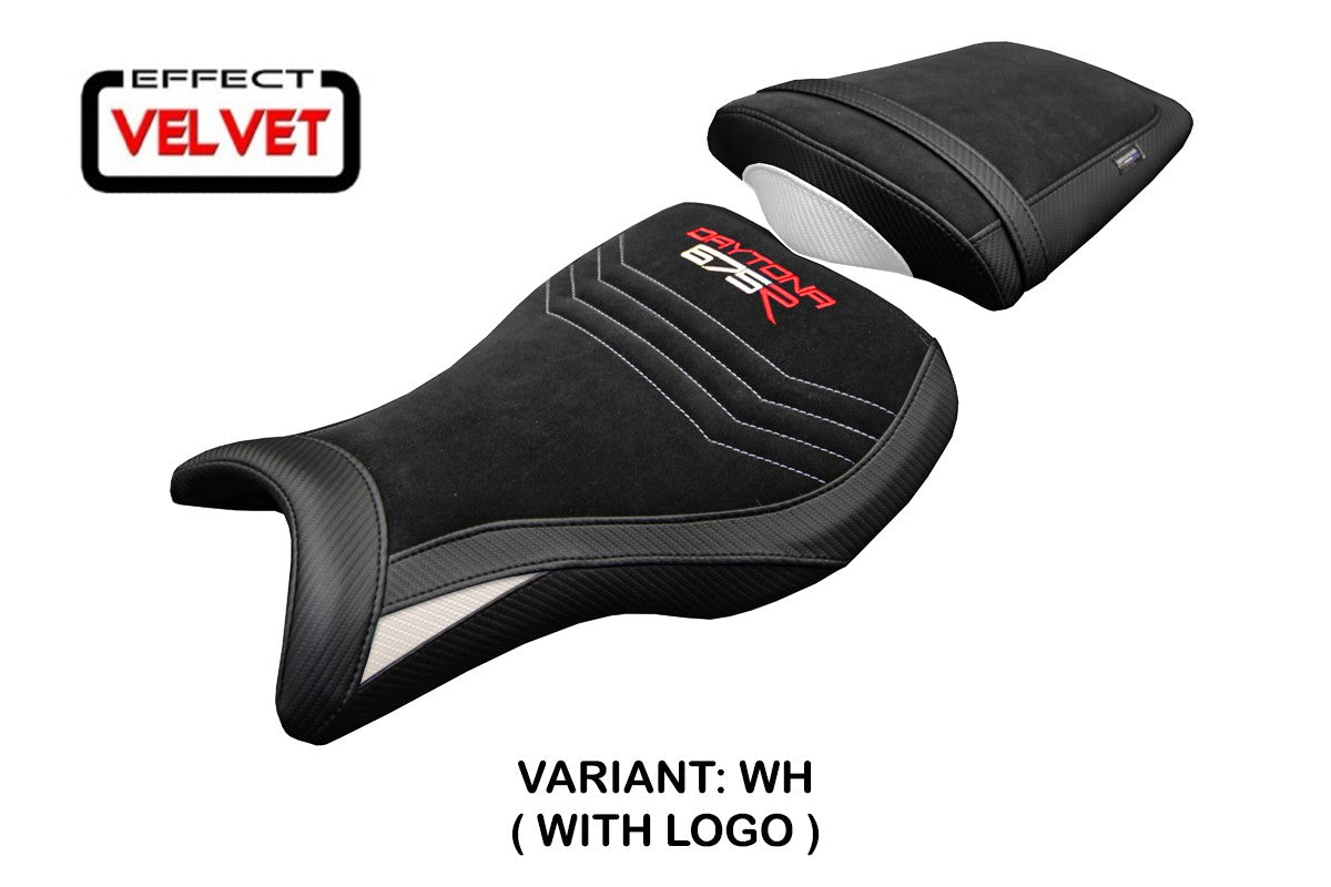 Tappezzeria Italia Triumph Daytona 675R 2006-2011 2012 Seat Cover Velvet White Black