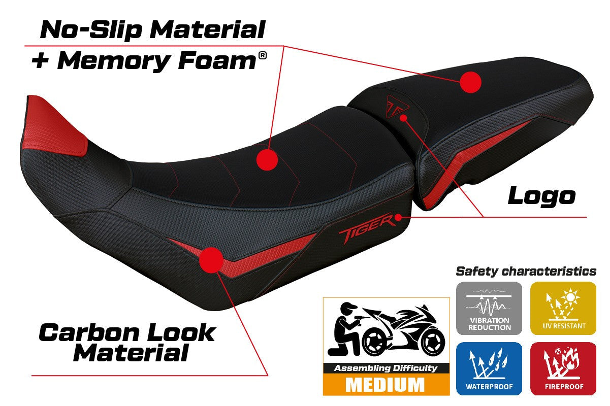 Tappezzeria Italia Triumph Tiger 850 Sport 2021-2025 Seat Cover Heating Comfort Red