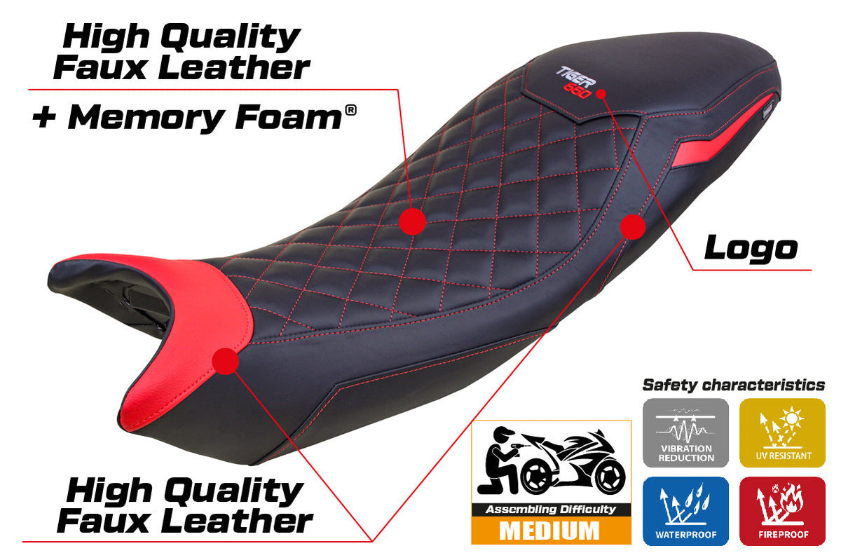 Tappezzeria Italia Triumph Tiger 660 2021-2025 Seat Cover Comfort in Black and Red SE