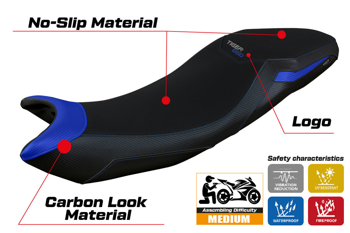 Tappezzeria Italia Triumph Tiger 660 2021-2025 Seat Cover in Blue and Black