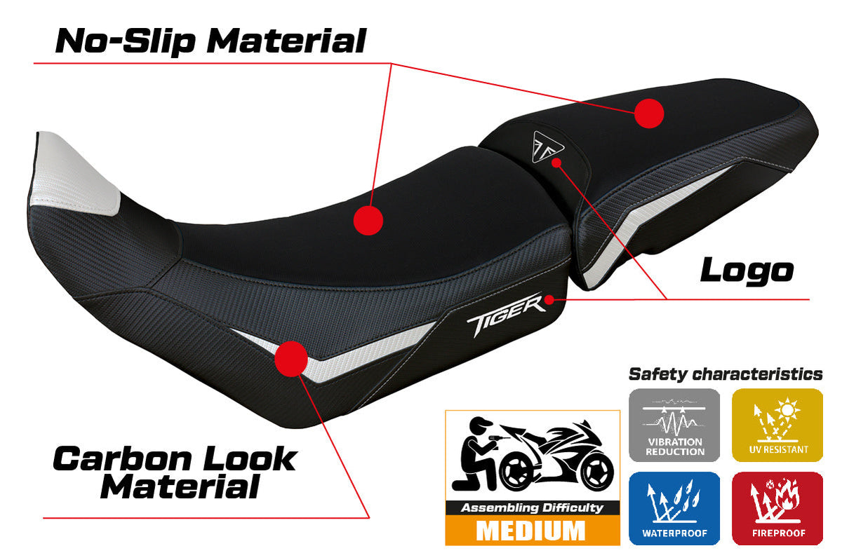 Tappezzeria Italia Triumph Tiger 900 2020-2023 Seat Cover in White and Black