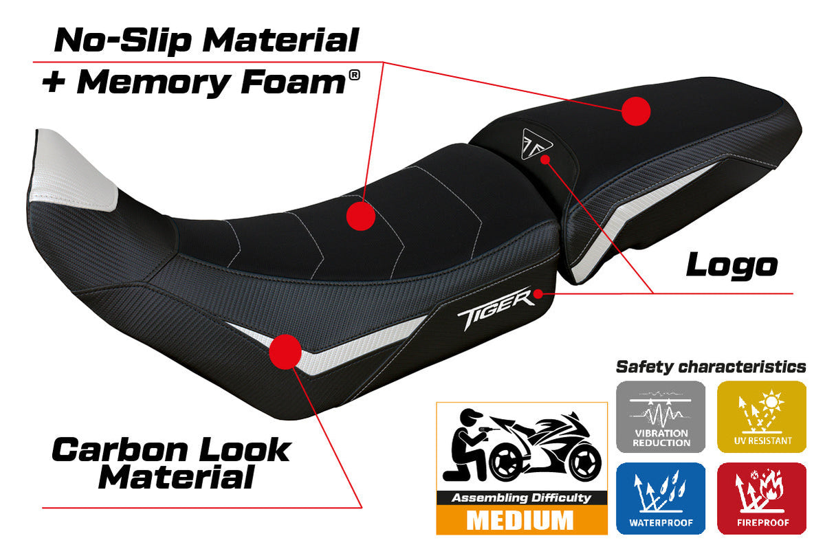 Tappezzeria Italia Triumph Tiger 900 2020-2023 Seat Cover Comfort in White and Black