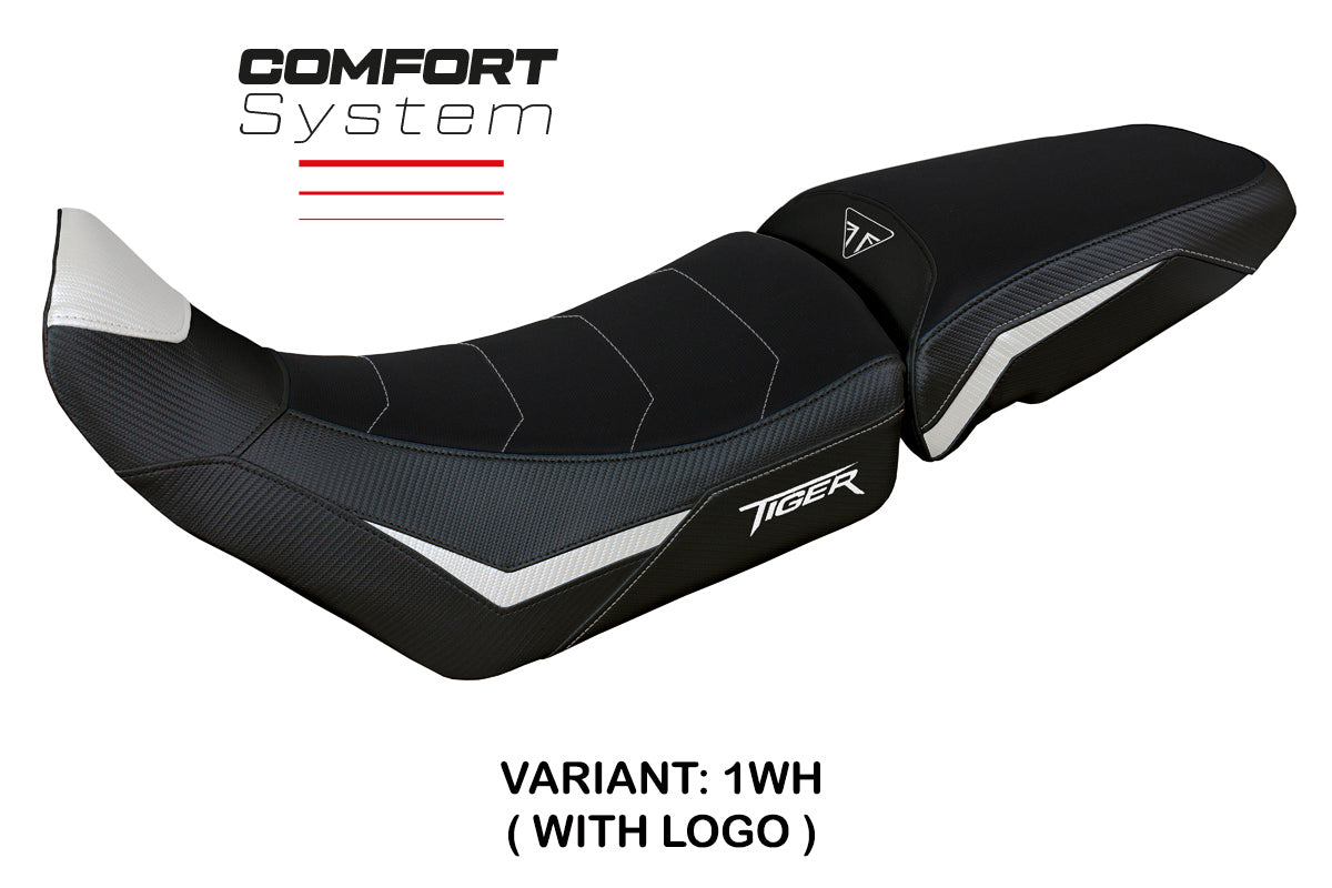 Tappezzeria Italia Triumph Tiger 900 2020-2023 Seat Cover Comfort in White and Black