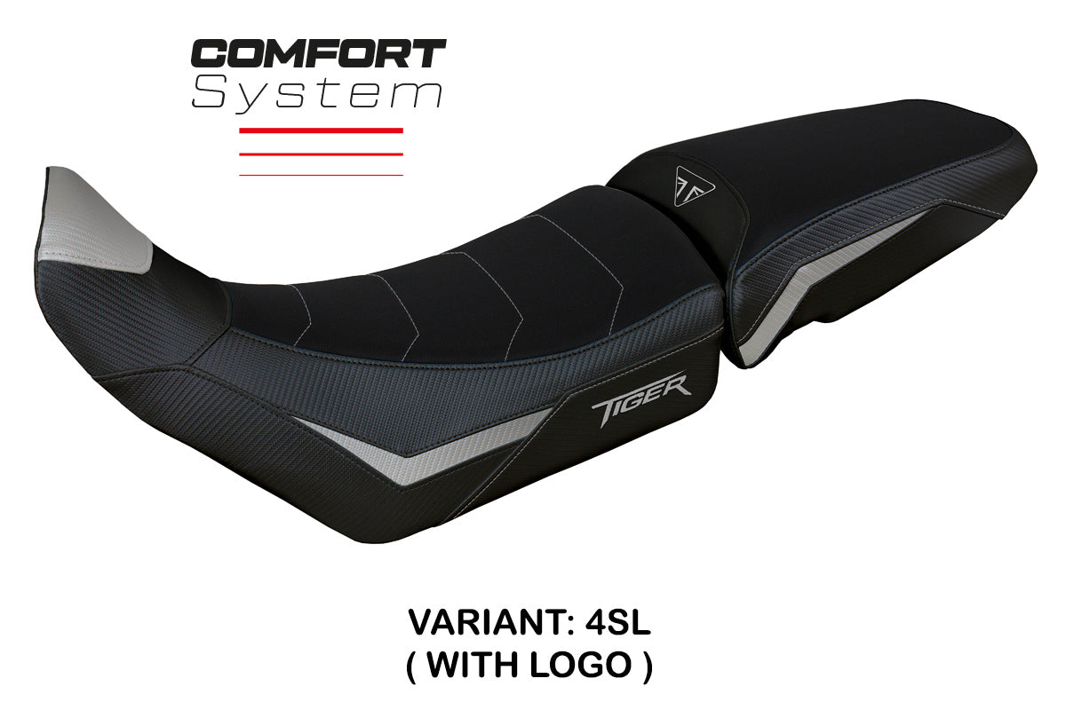 Tappezzeria Italia Triumph Tiger 900 2020-2023 Seat Cover Comfort Silver and Black