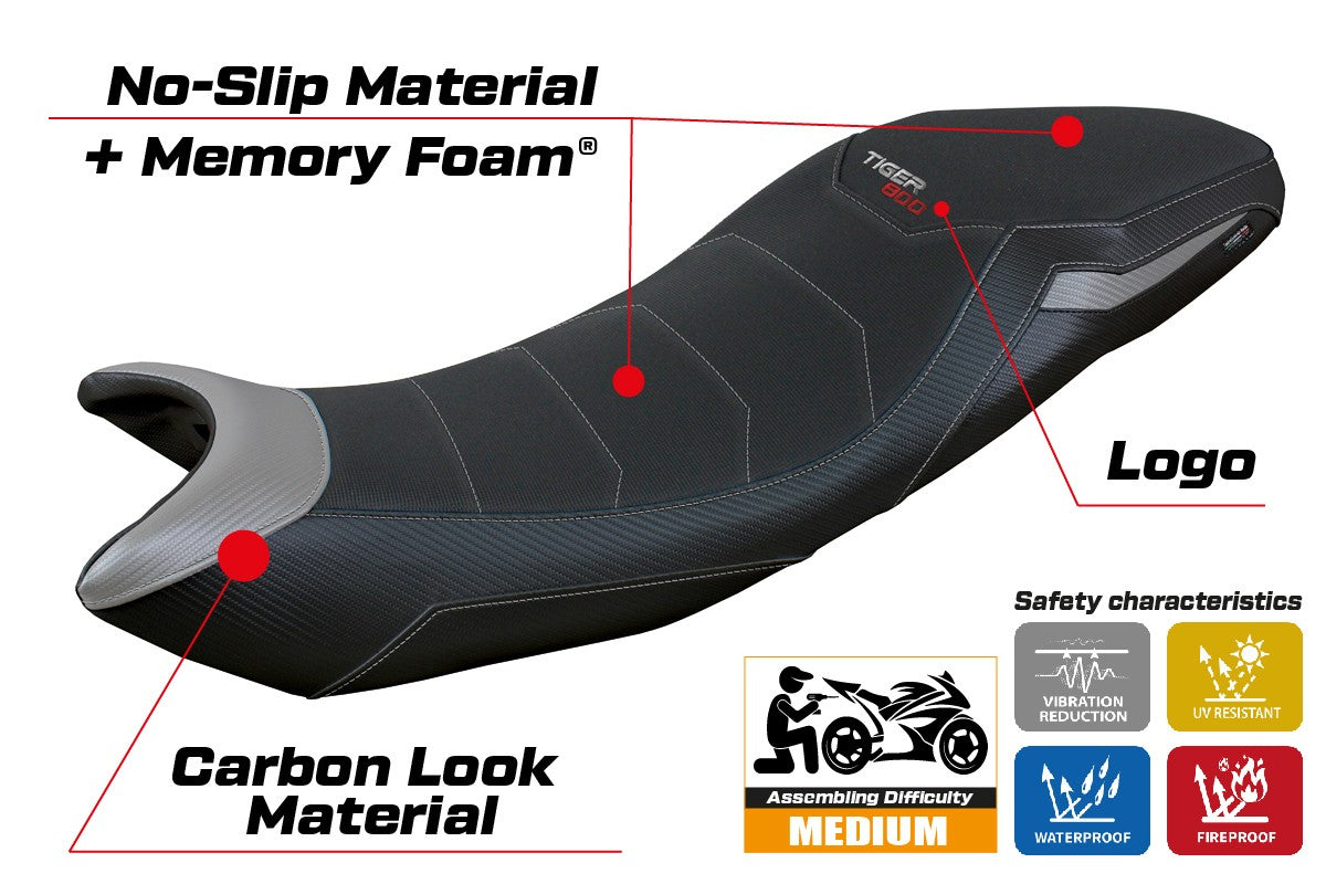 Tappezzeria Italia Triumph Tiger Sport 800 2025 Seat Cover Comfort Grey Black
