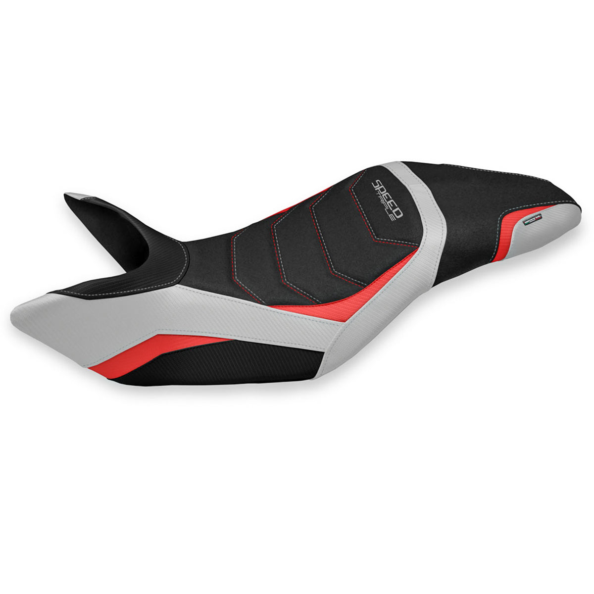 Tappezzeria Italia Triumph Speed Triple 2011-2015 Seat Cover Ultragrip in Silver and Red
